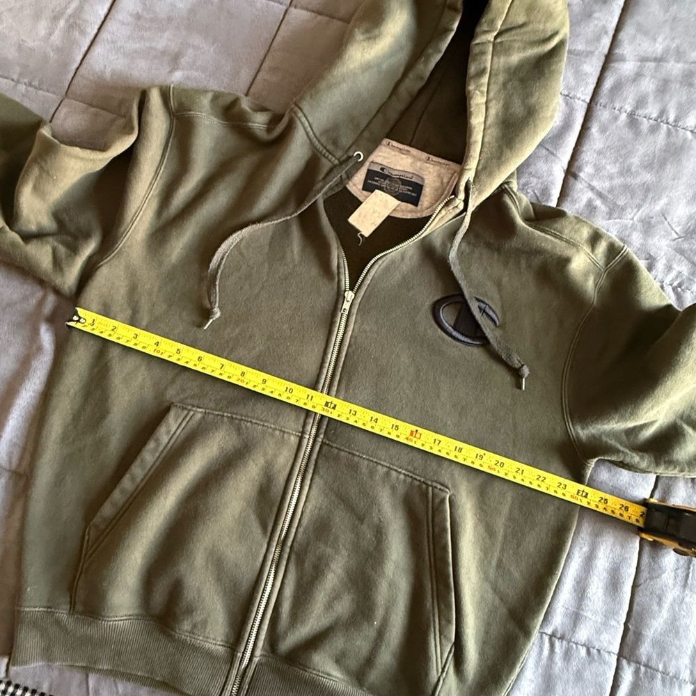 Champion Dark Green Hoodie Y2K Size Large Premium - Picture 5 of 7